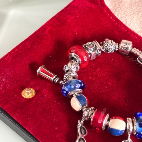 Authentic Pandora Charm Bracelet | Murano Glass & Sterling Charms - Picture 9 of 12